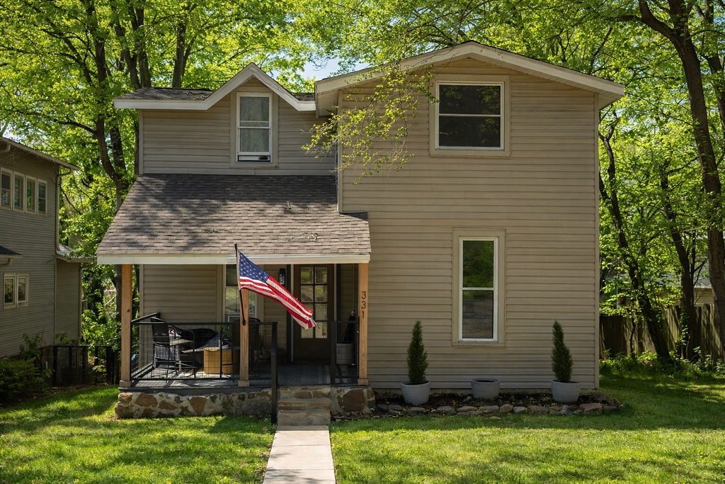 Front porch + flag